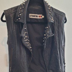 Leather Studded Vest by Literature Noir